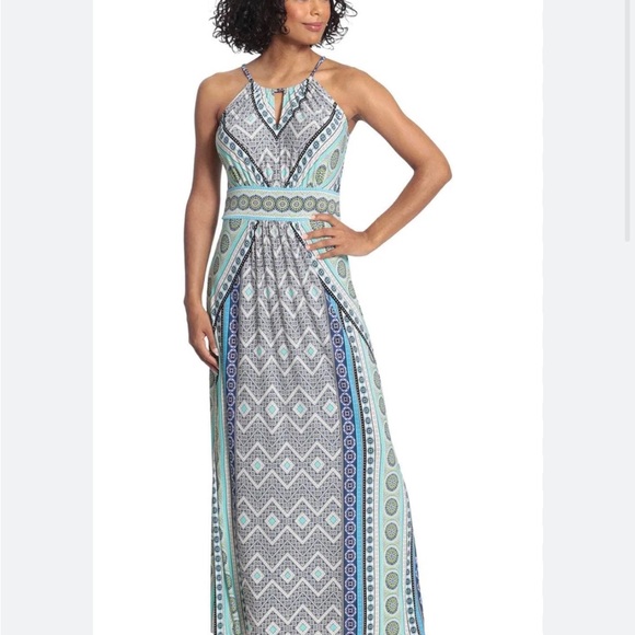 London Fog Geometric Print Maxi Dress size 6 Petite - Picture 2 of 6